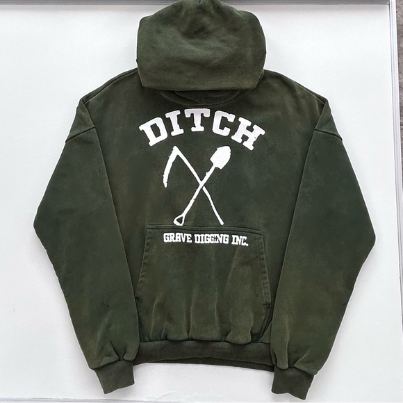 Ditch Grave Digging Mask Pullover Hoodie Green Heavyweight Size Men’s Large - Picture 1 of 8